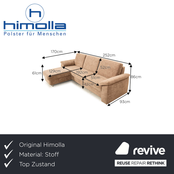 Himolla Tangram Fabric Corner Sofa Brown Manual Function Recamiere Left Sofa Bed