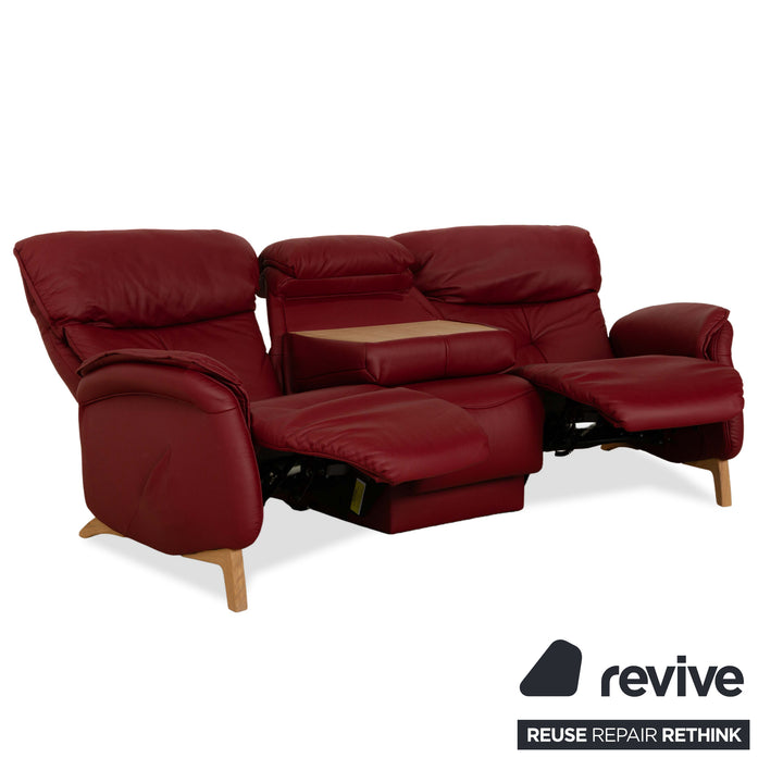 Himolla Trapez 4708 Leather Three-Seater Sofa Couch Red Electric Function