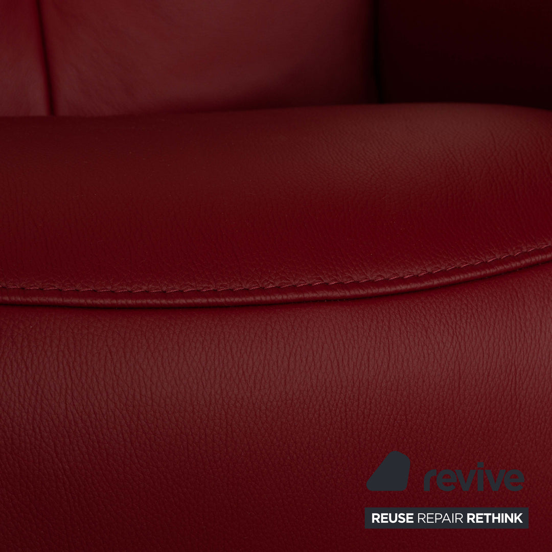 Himolla Trapez 4708 Leather Three-Seater Sofa Couch Red Electric Function