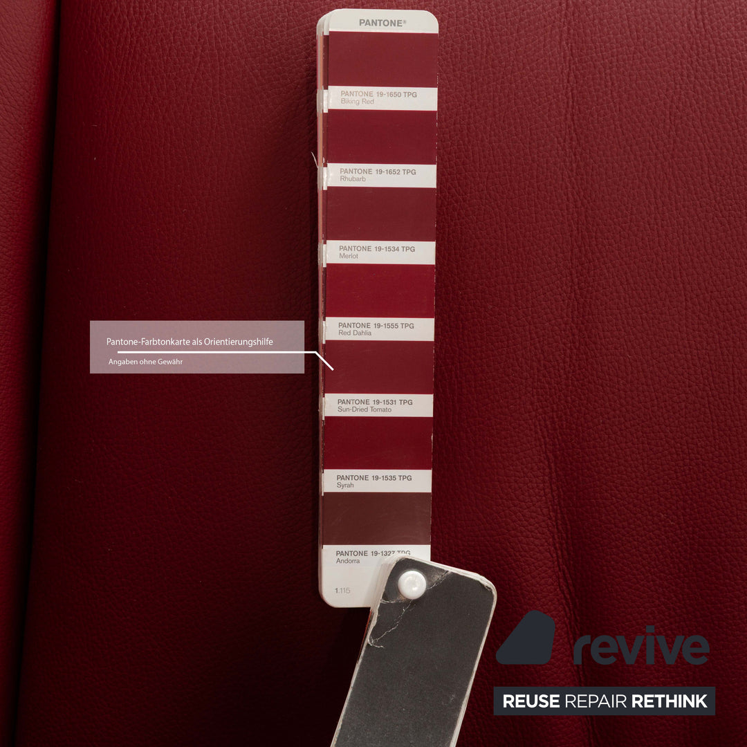 Himolla Trapez 4708 Leather Three-Seater Sofa Couch Red Electric Function