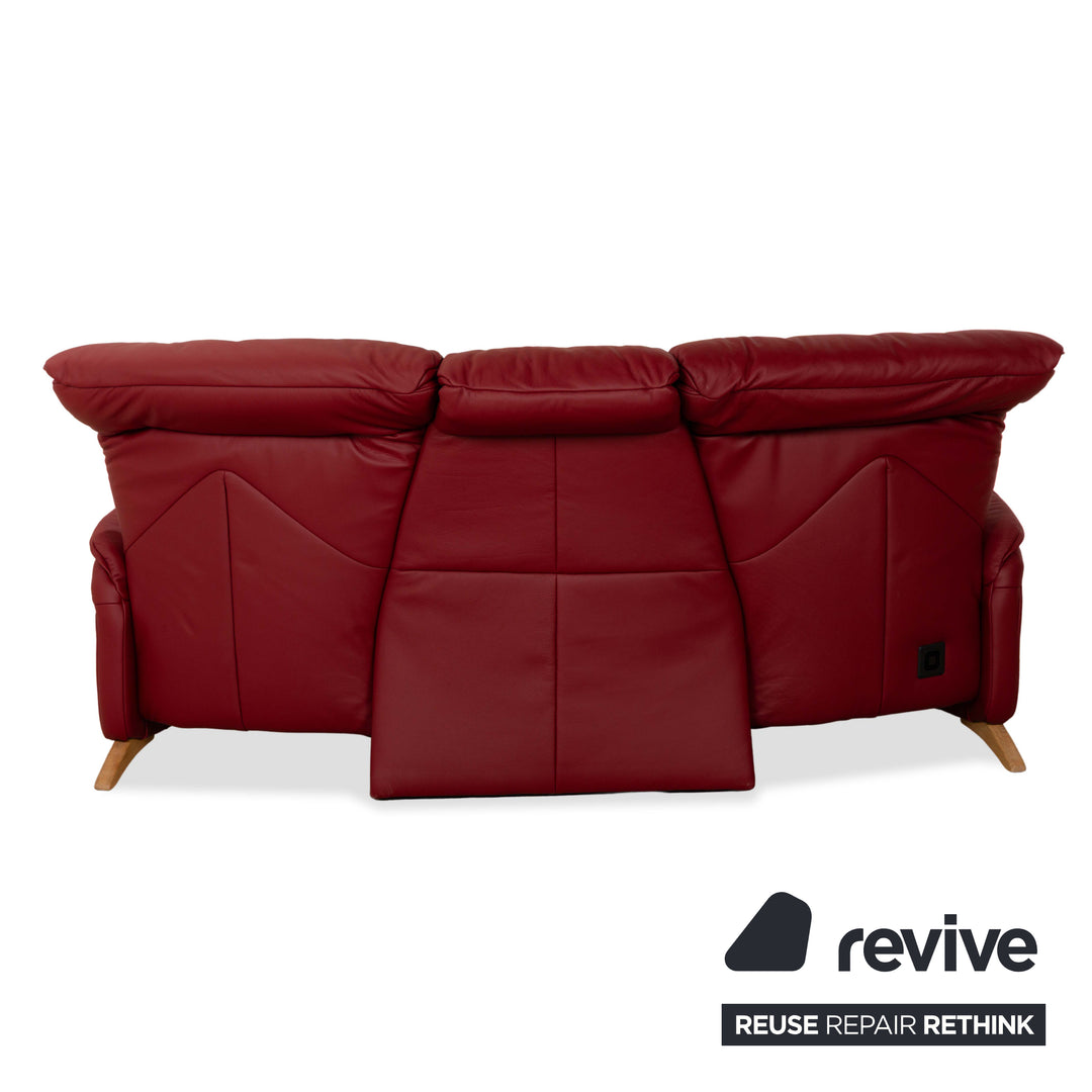 Himolla Trapez 4708 Leather Three-Seater Sofa Couch Red Electric Function