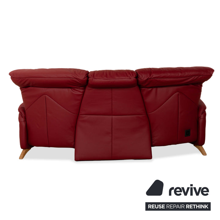 Himolla Trapez 4708 Leather Three-Seater Sofa Couch Red Electric Function