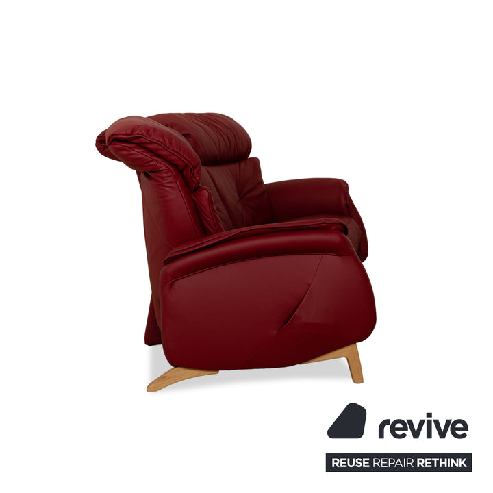 Himolla Trapez 4708 Leather Three-Seater Sofa Couch Red Electric Function