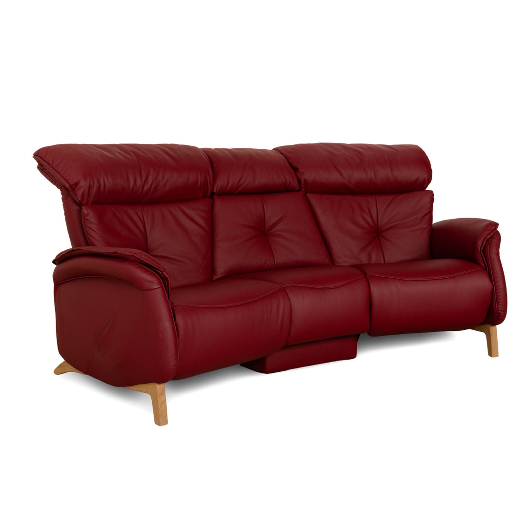Himolla Trapez 4708 Leather Three-Seater Sofa Couch Red Electric Function