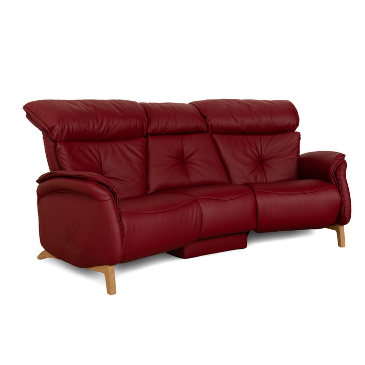 Himolla Trapez 4708 Leather Three-Seater Sofa Couch Red Electric Function