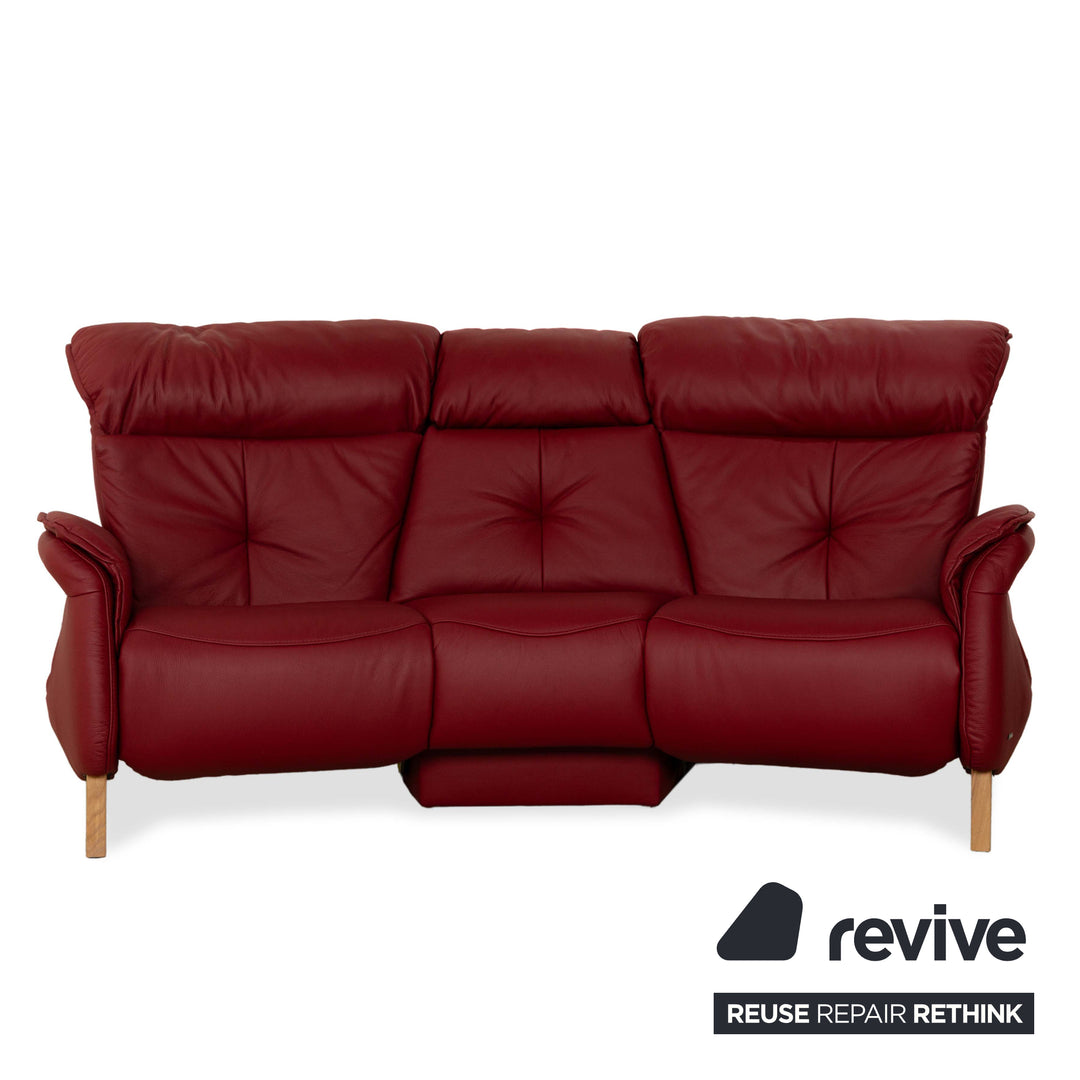 Himolla Trapez 4708 Leather Three-Seater Sofa Couch Red Electric Function