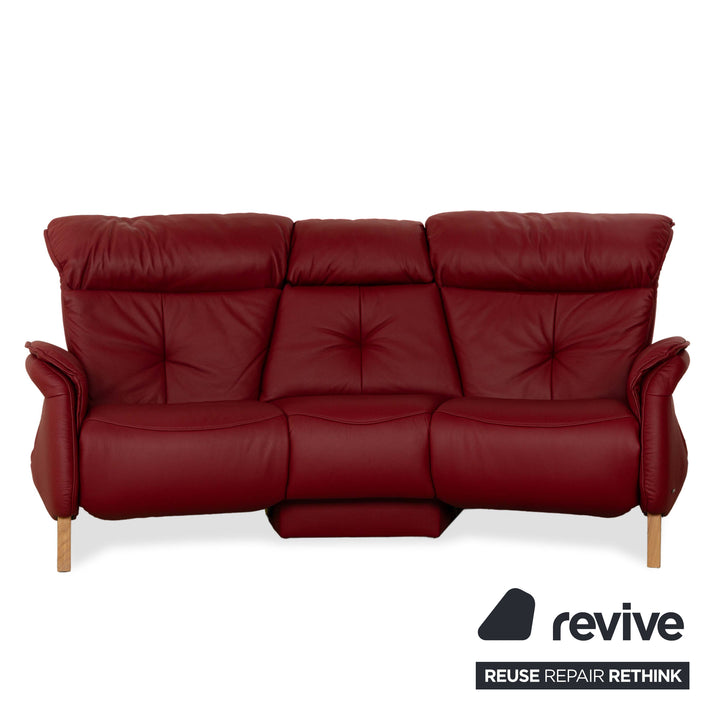 Himolla Trapez 4708 Leather Three-Seater Sofa Couch Red Electric Function