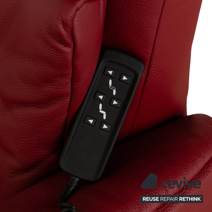 Himolla Trapez 4708 Leather Three-Seater Sofa Couch Red Electric Function