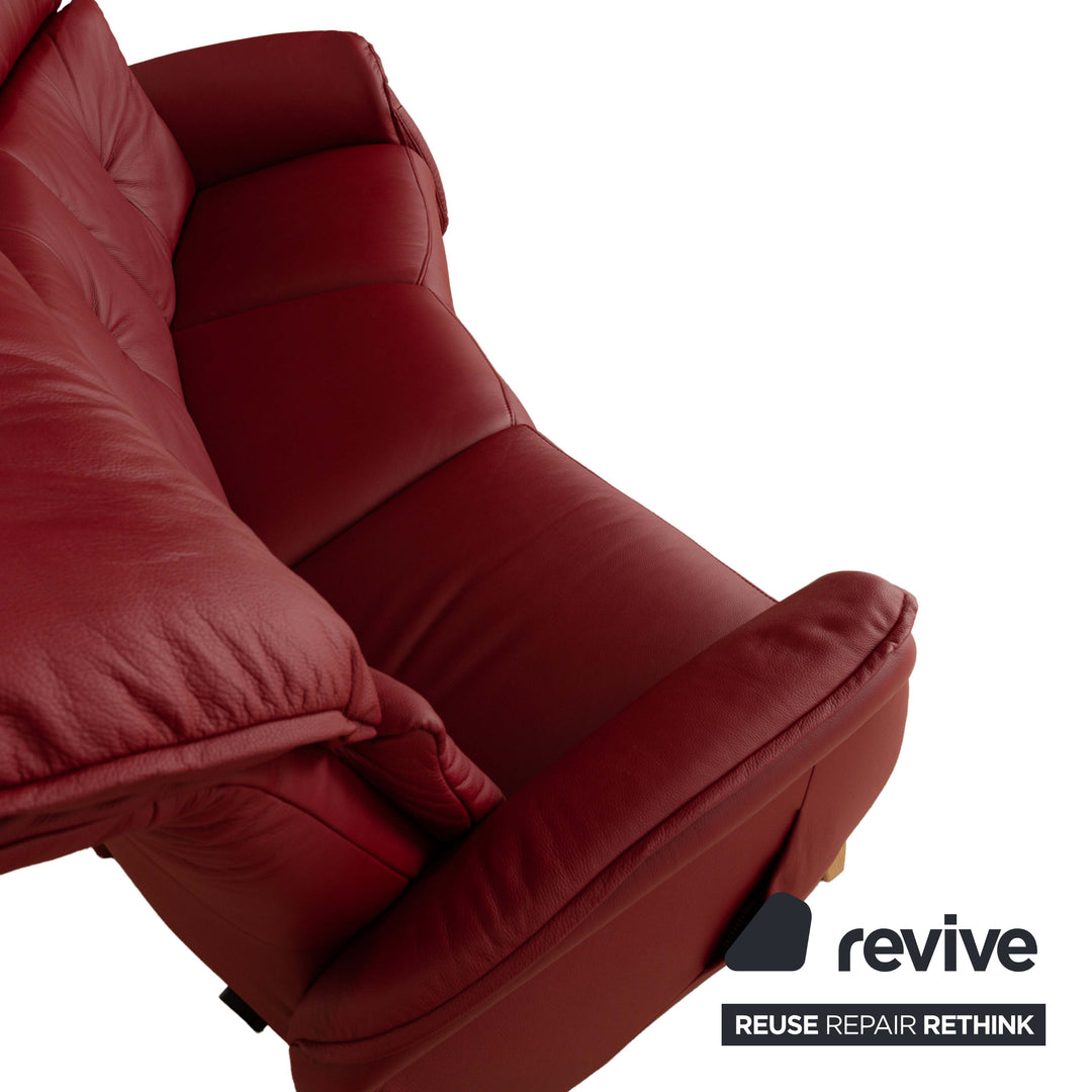 Himolla Trapez 4708 Leather Three-Seater Sofa Couch Red Electric Function