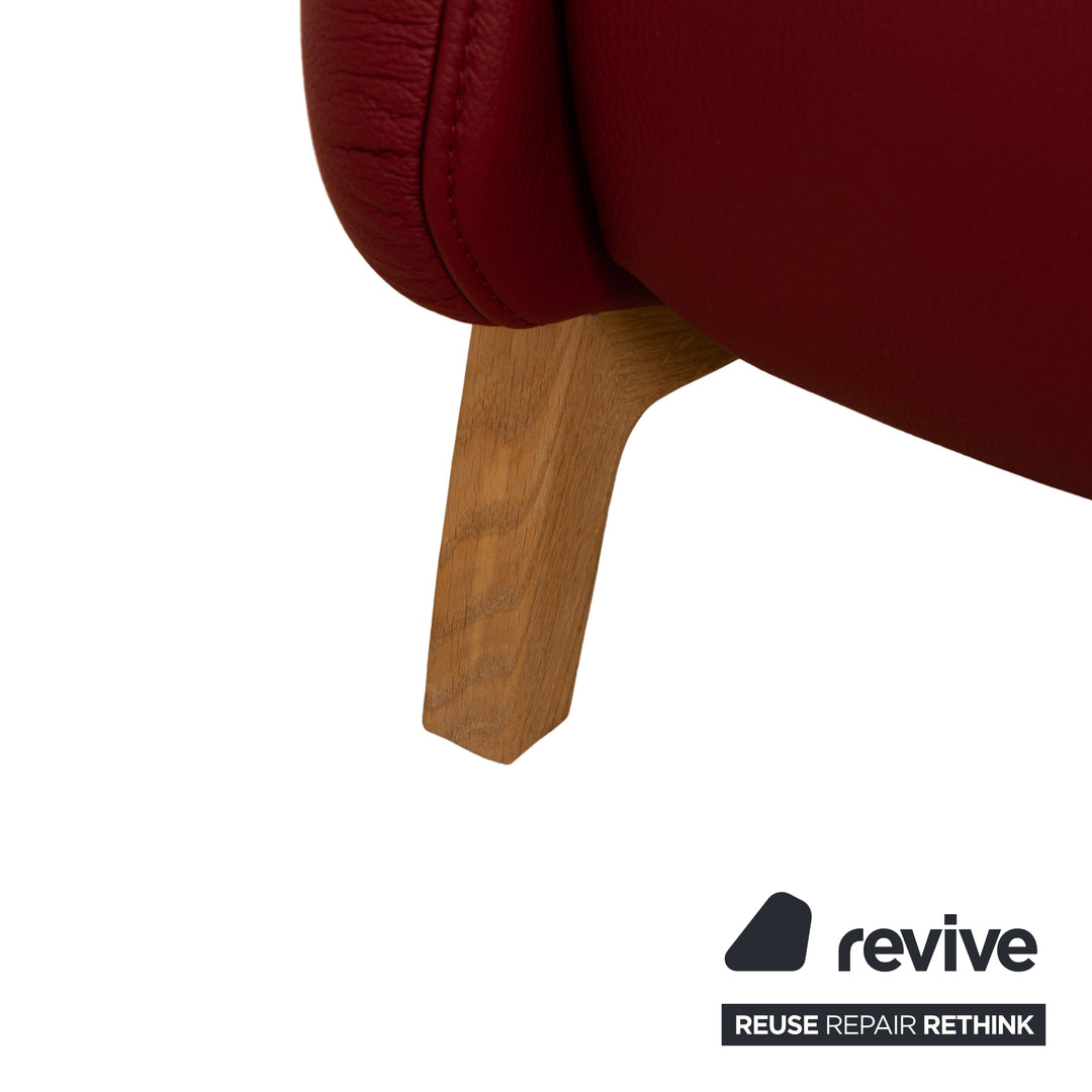 Himolla Trapez 4708 Leather Three-Seater Sofa Couch Red Electric Function