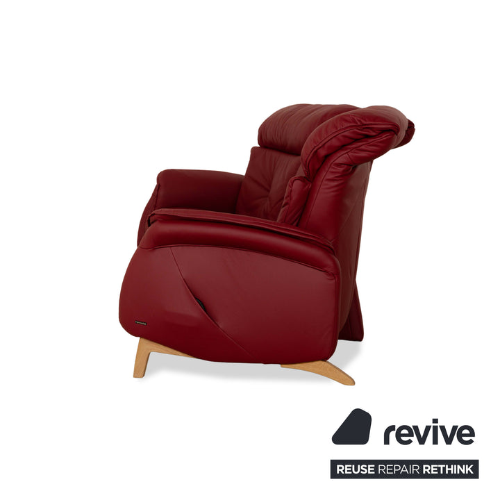 Himolla Trapez 4708 Leather Three-Seater Sofa Couch Red Electric Function