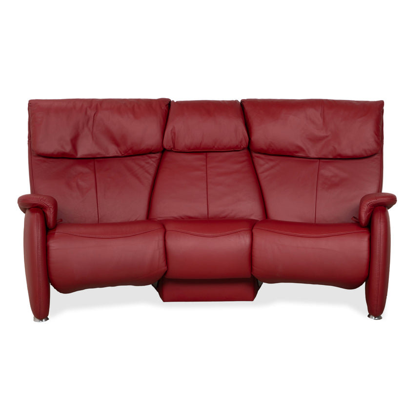 Himolla Trapez Dreisitzer Sofa Rot Bordeaux Comfort Master Collection manuelle Relaxfunktion Ablage in Wildeiche
