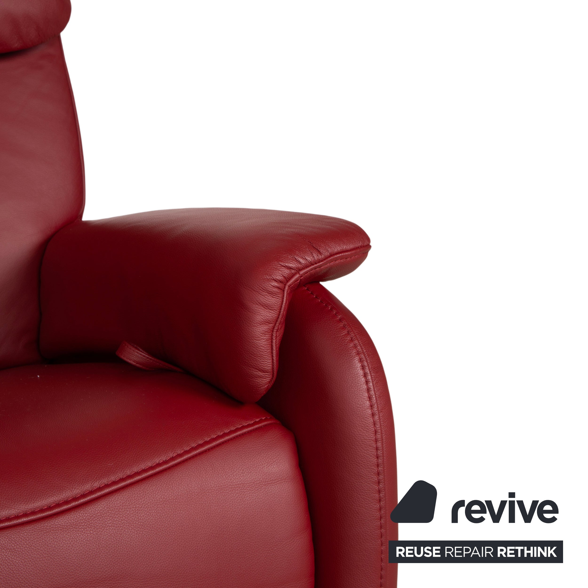 Himolla Trapez Dreisitzer Sofa Rot Bordeaux Comfort Master Collection manuelle Relaxfunktion Ablage in Wildeiche