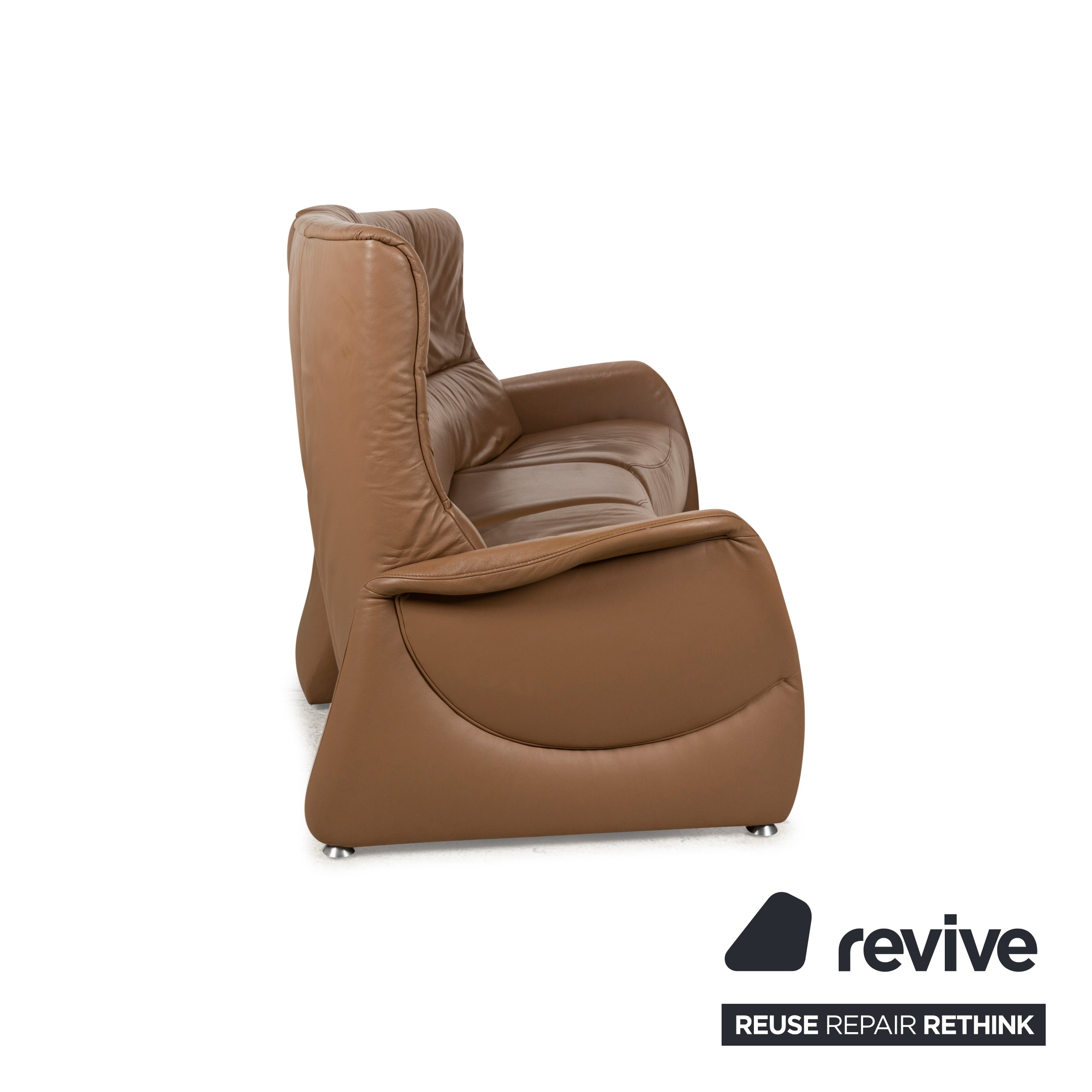 Canapé 3 places en cuir beige Himolla Trapez fonction manuelle