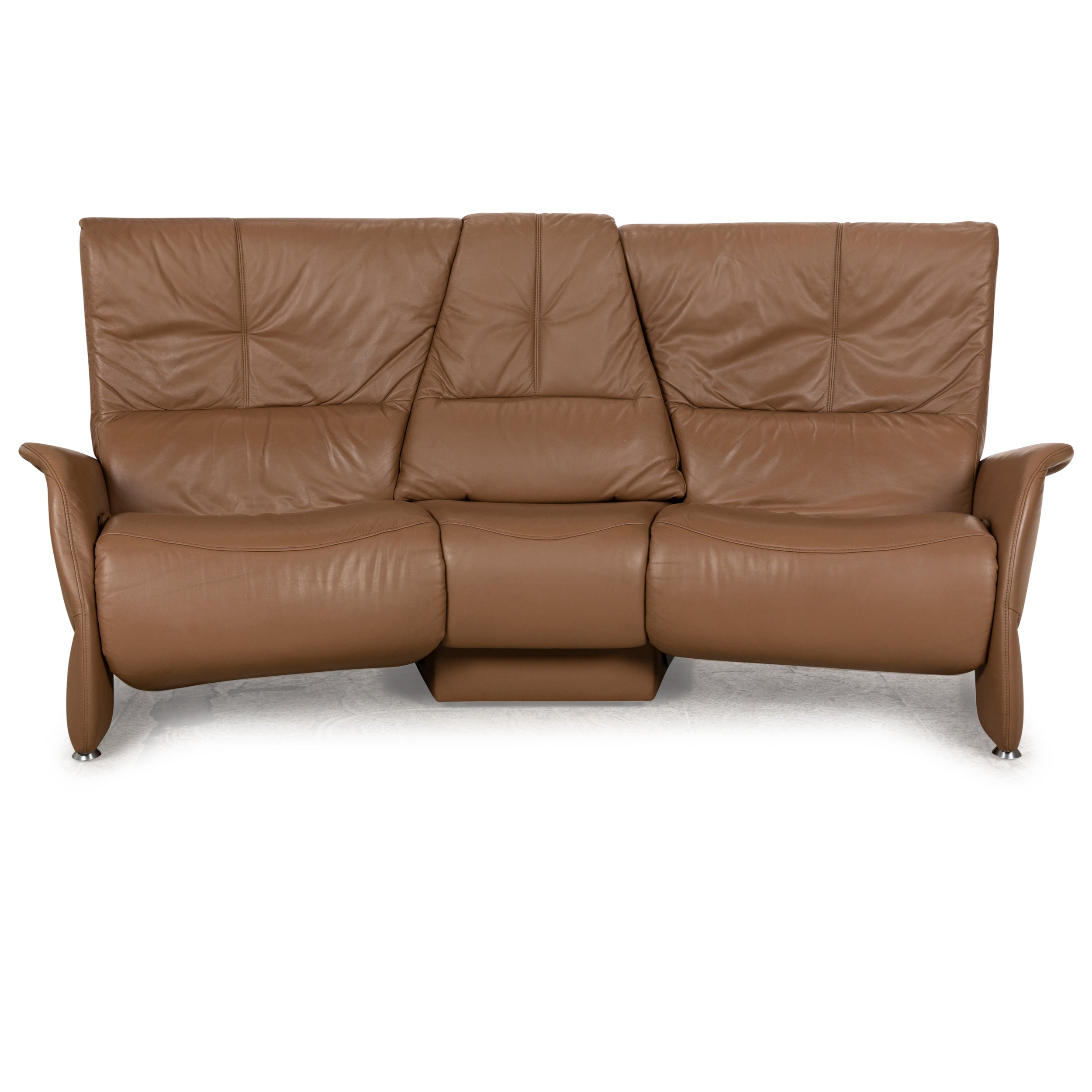 Canapé 3 places en cuir beige Himolla Trapez fonction manuelle