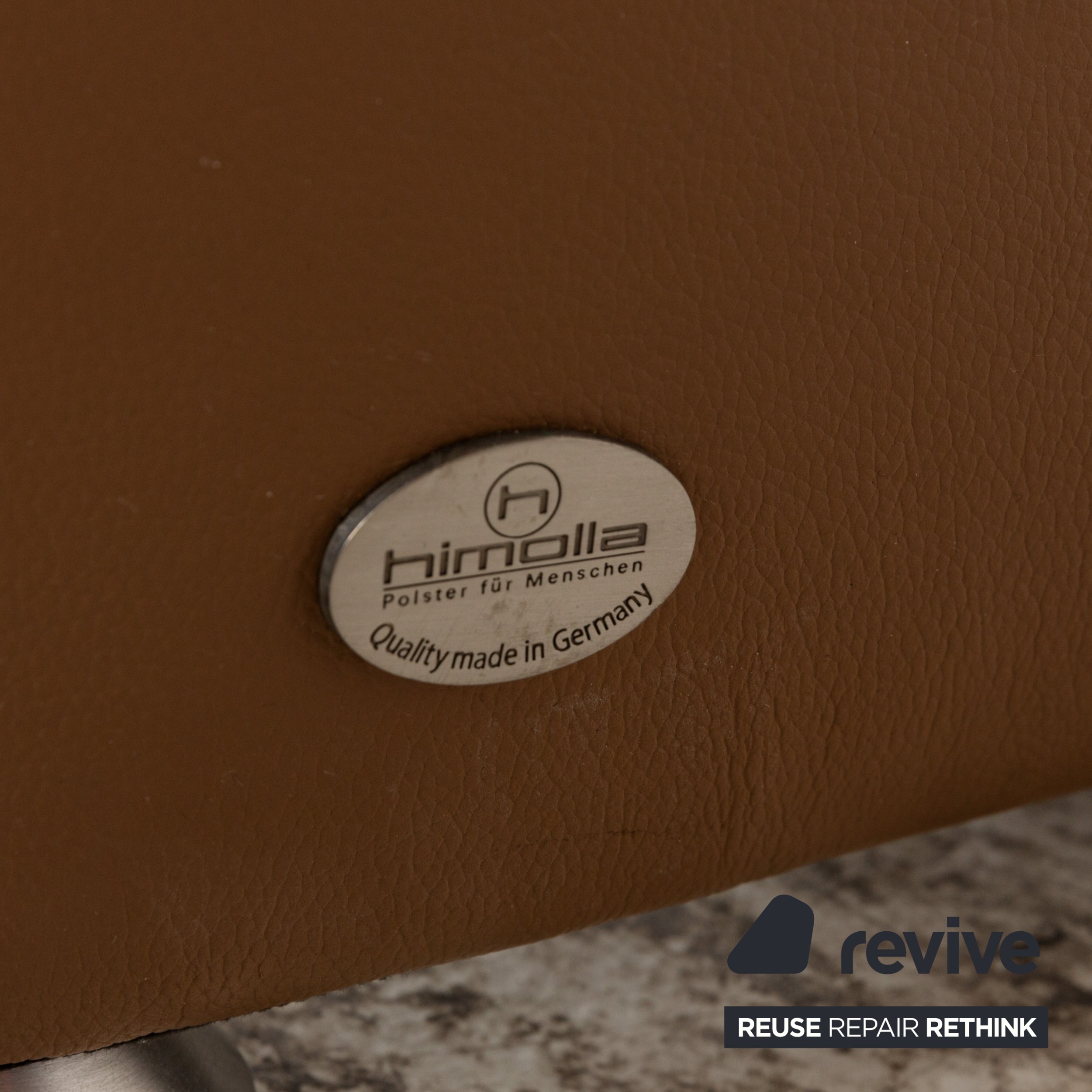 Canapé 3 places en cuir beige Himolla Trapez fonction manuelle