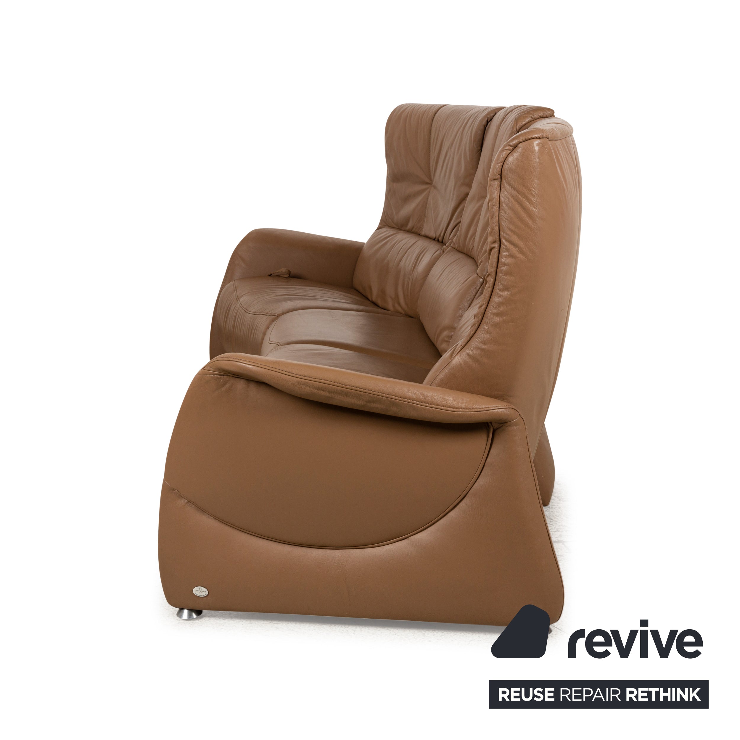 Canapé 3 places en cuir beige Himolla Trapez fonction manuelle