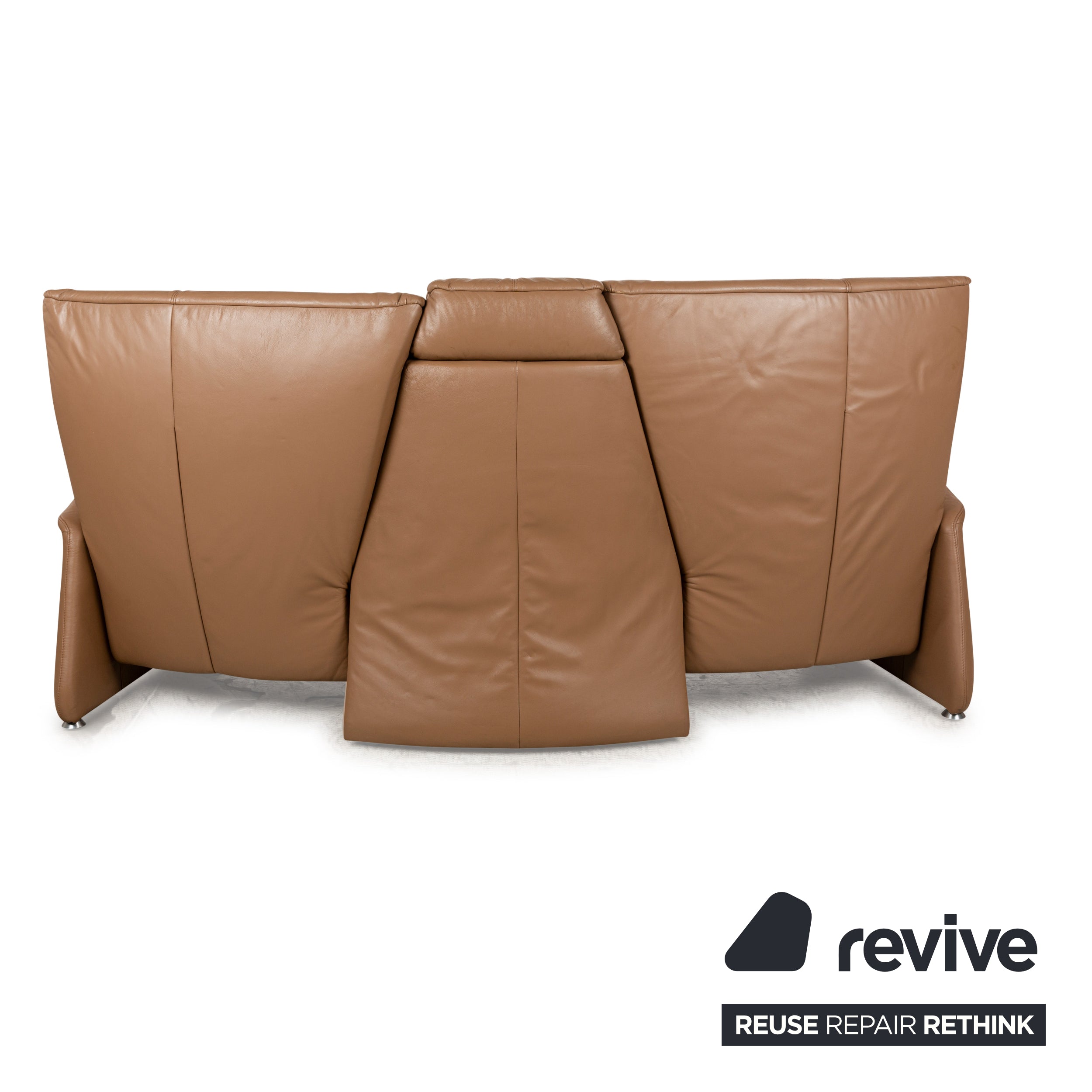 Canapé 3 places en cuir beige Himolla Trapez fonction manuelle