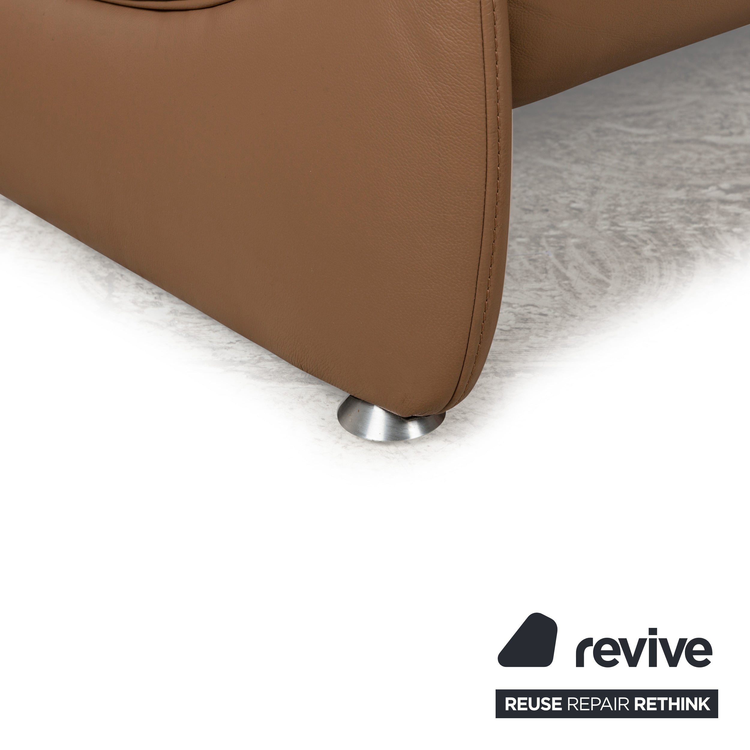 Canapé 3 places en cuir beige Himolla Trapez fonction manuelle