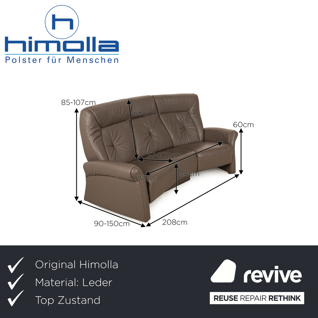 Himolla Trapez Leather Three Seater Brown Manual Function Sofa Couch