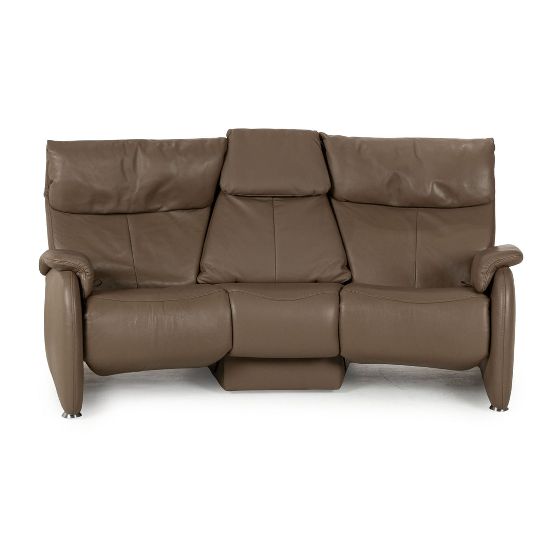 Himolla Trapez Leather Three Seater Brown Manual Function Sofa Couch