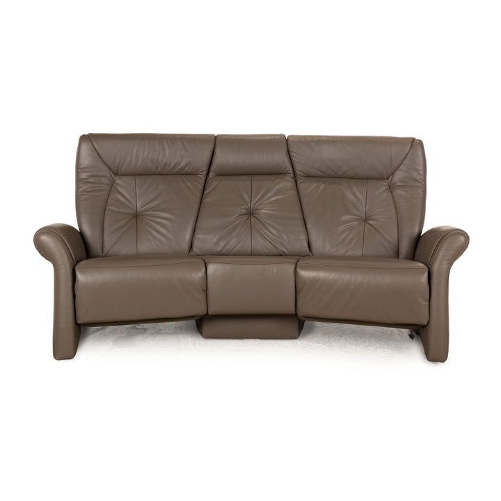 Himolla Trapez Leather Three Seater Brown Manual Function Sofa Couch