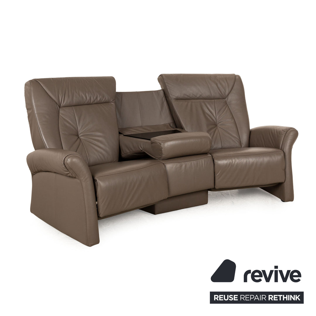 Himolla Trapez Leather Three Seater Brown Manual Function Sofa Couch