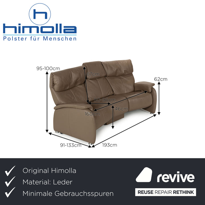 Himolla Trapez Leder Dreisitzer Braun manuelle Funktion Sofa Couch