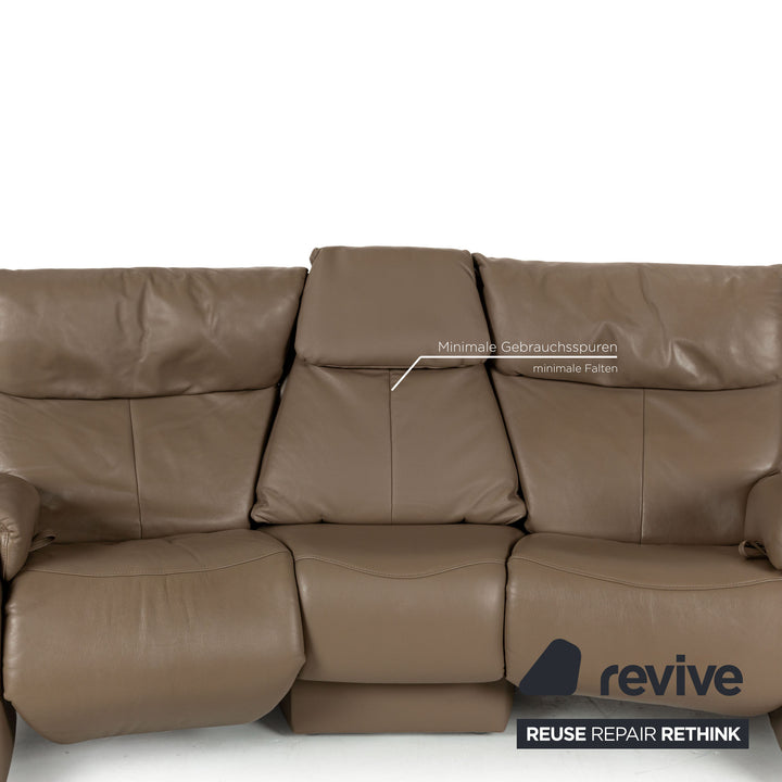 Himolla Trapez Leather Three Seater Brown Manual Function Sofa Couch