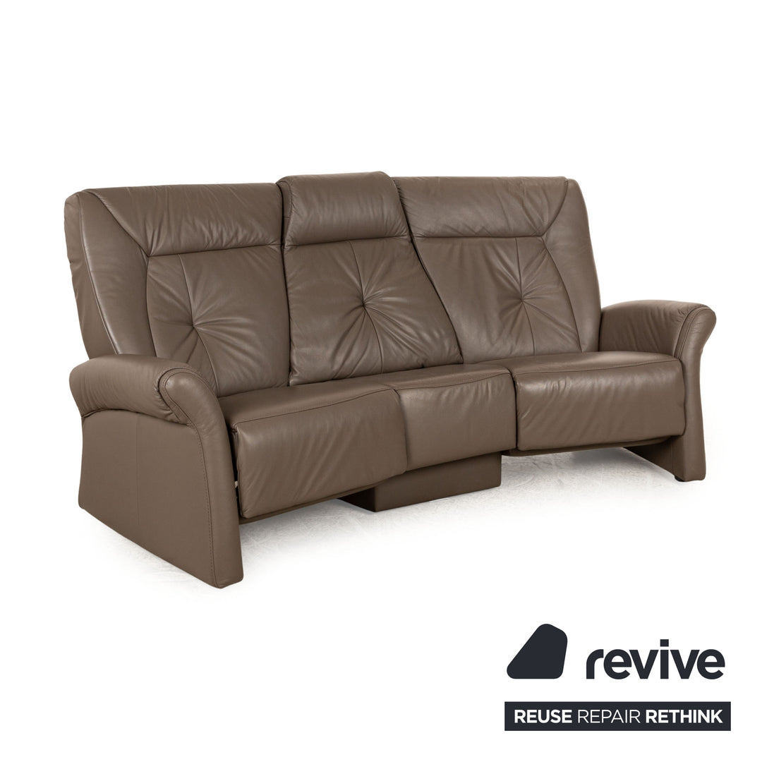 Himolla Trapez Leather Three Seater Brown Manual Function Sofa Couch