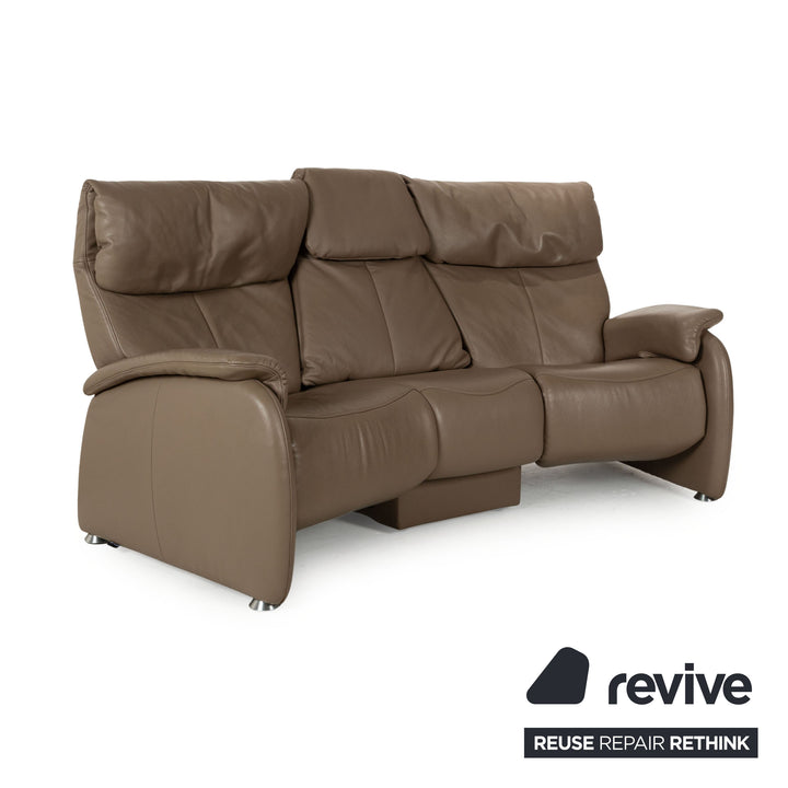 Himolla Trapez Leather Three Seater Brown Manual Function Sofa Couch