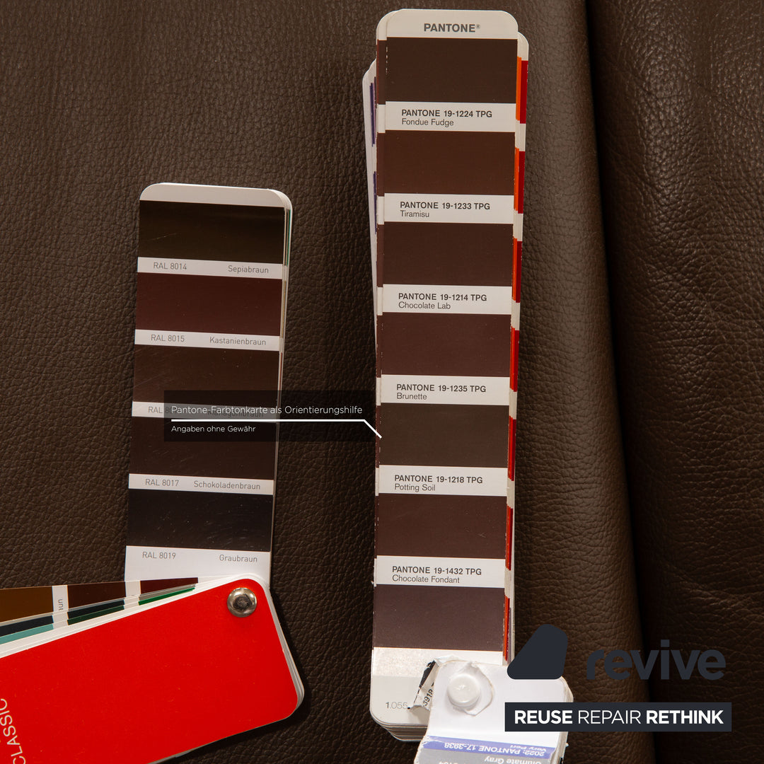 Himolla Trapeze Leather Three Seater Brown Sofa Couch Manual Function