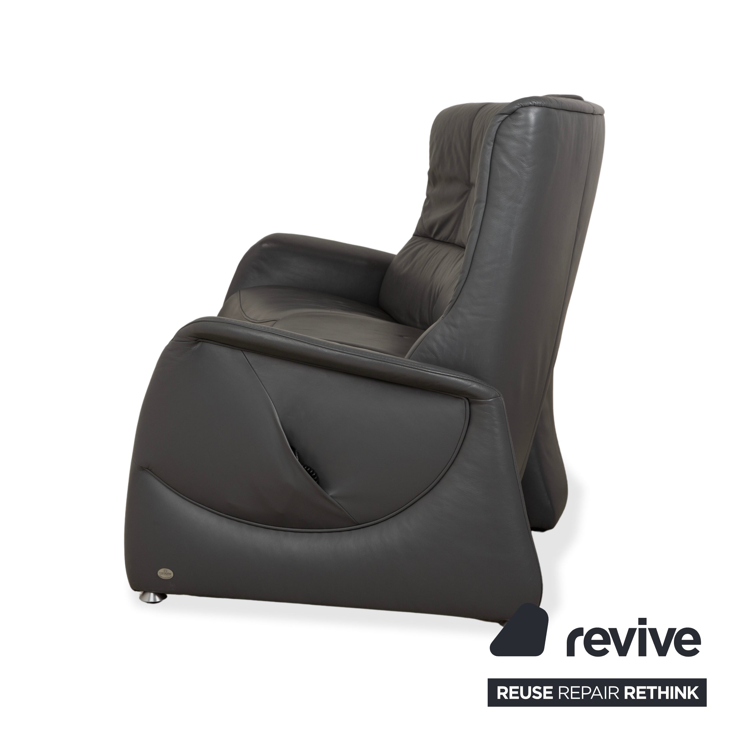 Himolla Trapez Leder Dreisitzer Grau elektrische Funktion Sofa Couch