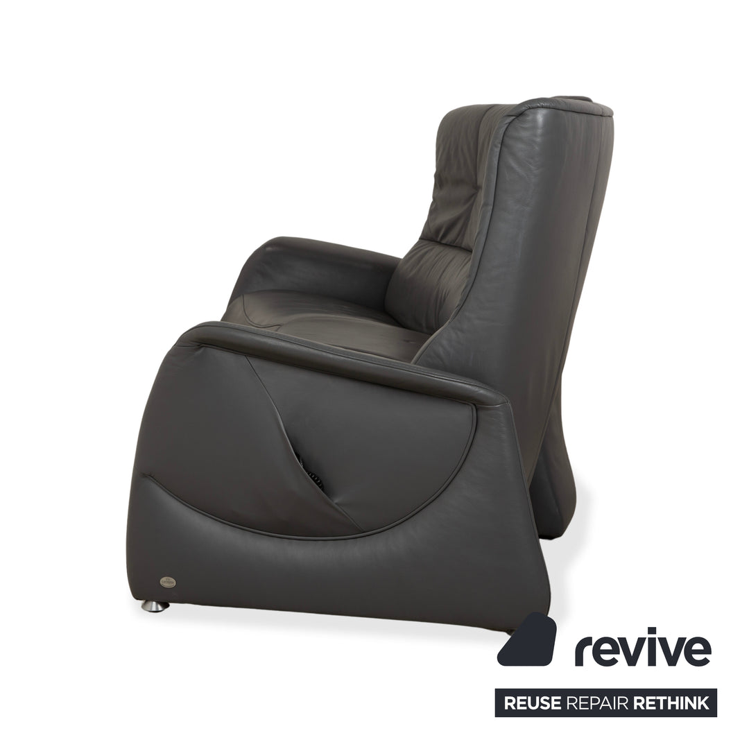 Canapé électrique trois places Himolla Trapez en cuir gris