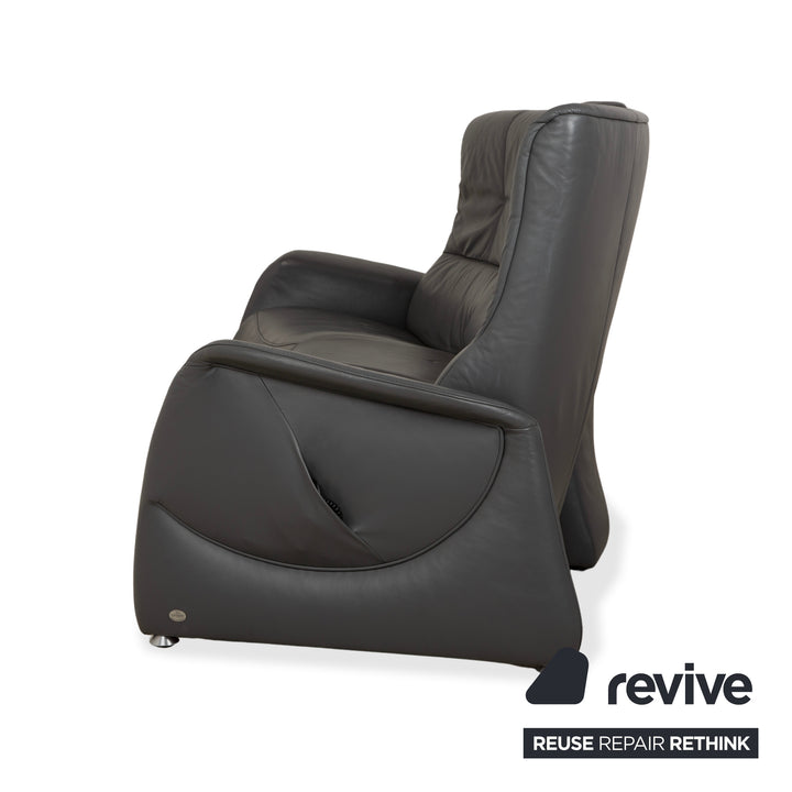 Canapé électrique trois places Himolla Trapez en cuir gris