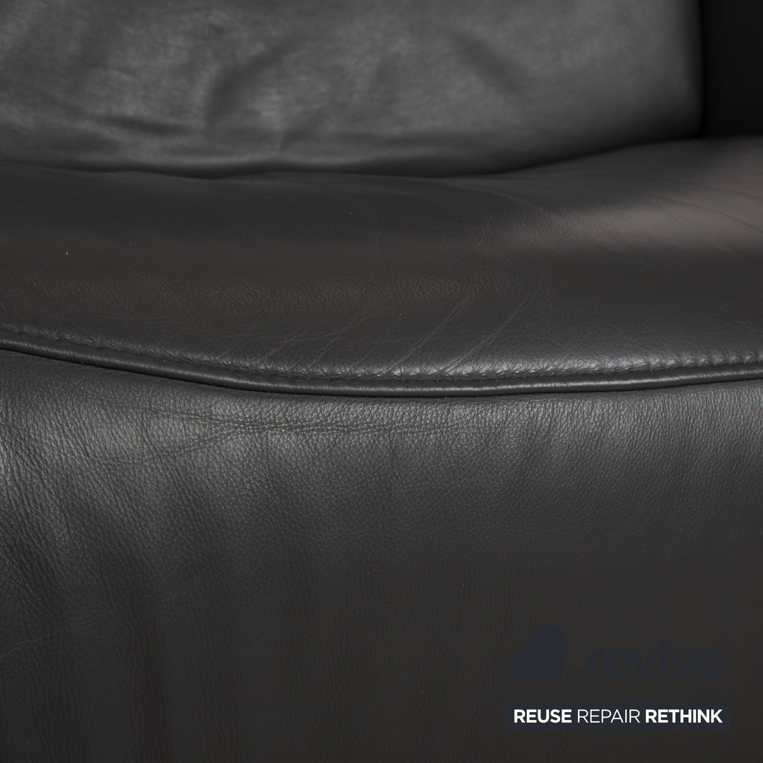 Canapé électrique trois places Himolla Trapez en cuir gris