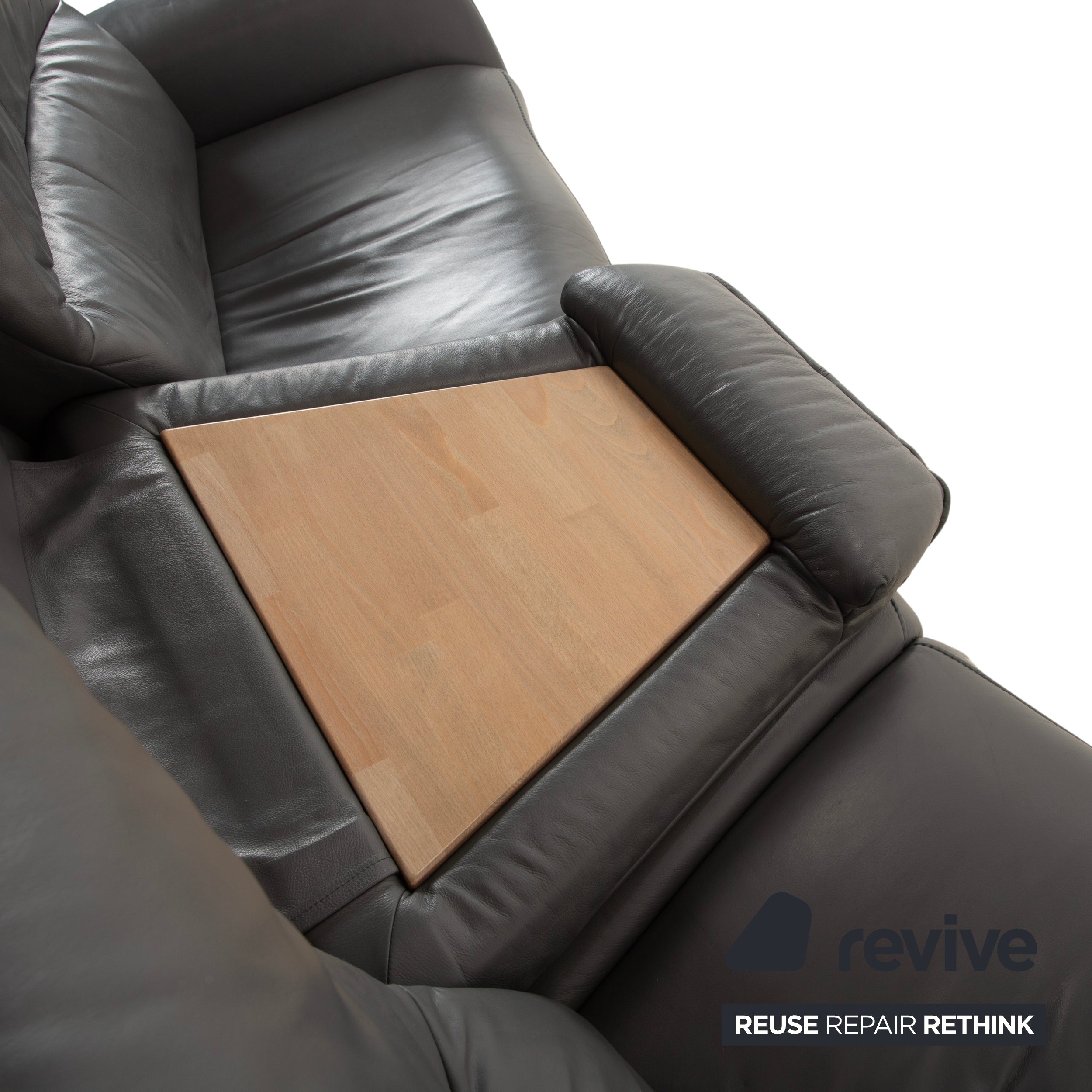 Himolla Trapez Leder Dreisitzer Grau elektrische Funktion Sofa Couch