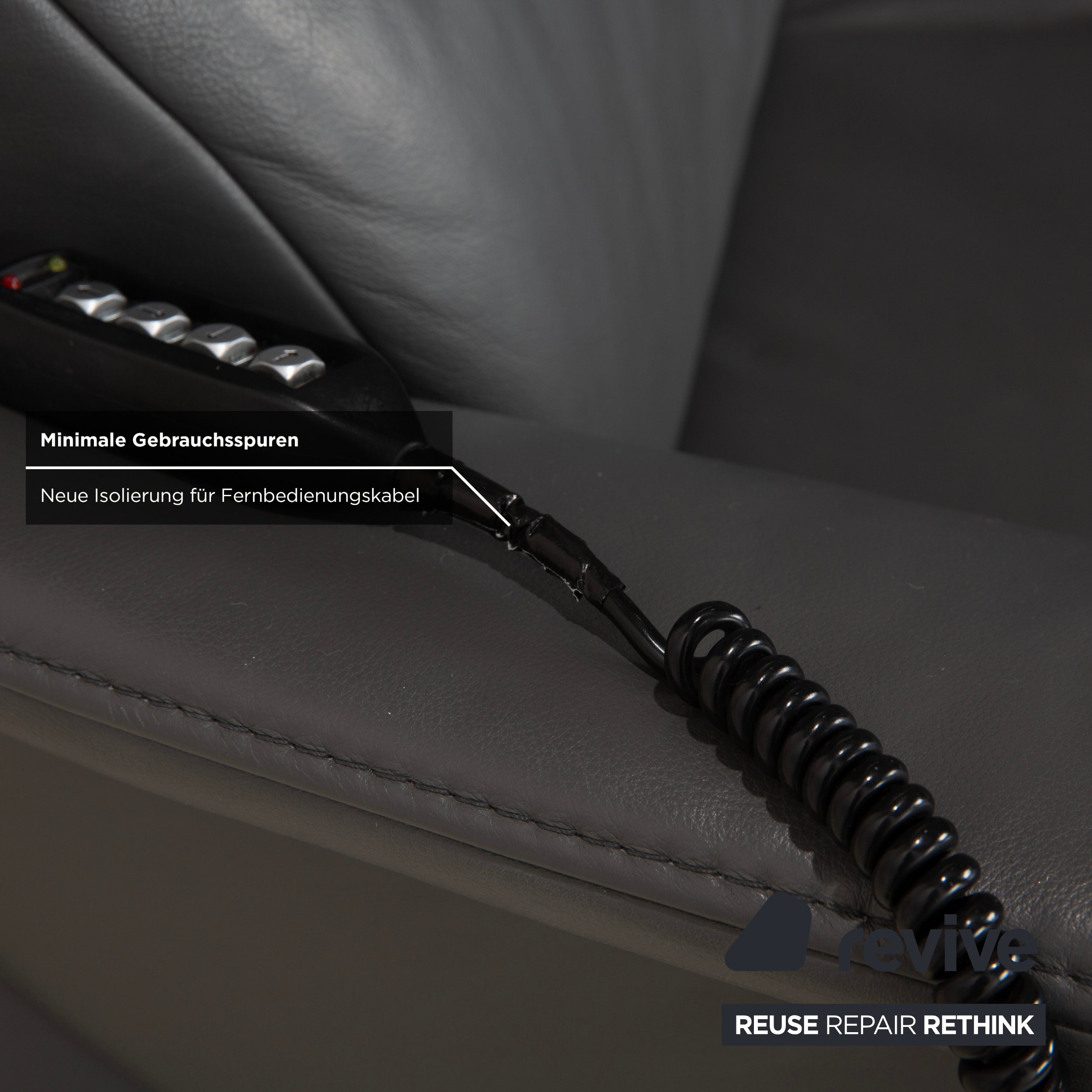 Himolla Trapez Leder Dreisitzer Grau elektrische Funktion Sofa Couch