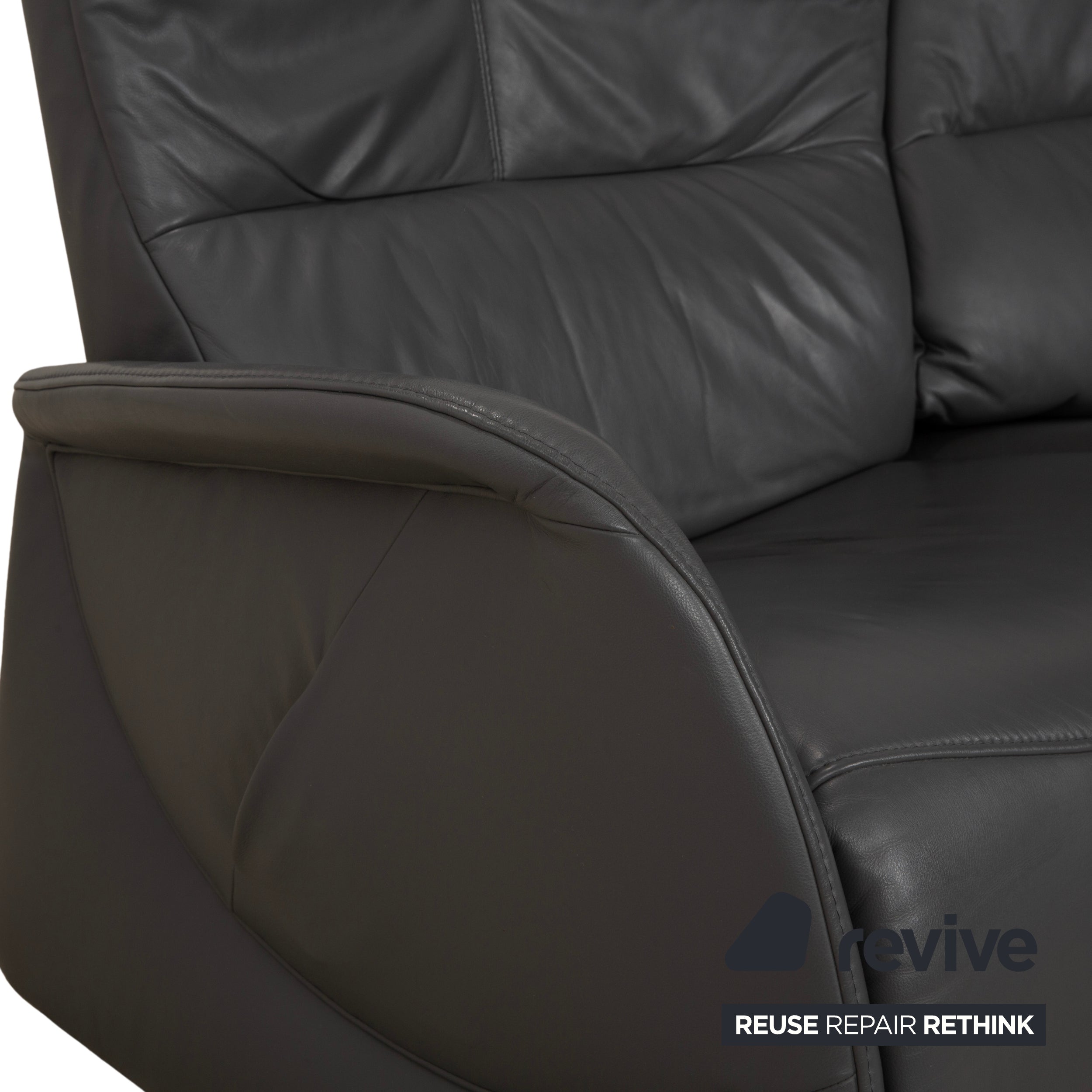 Himolla Trapez Leder Dreisitzer Grau elektrische Funktion Sofa Couch