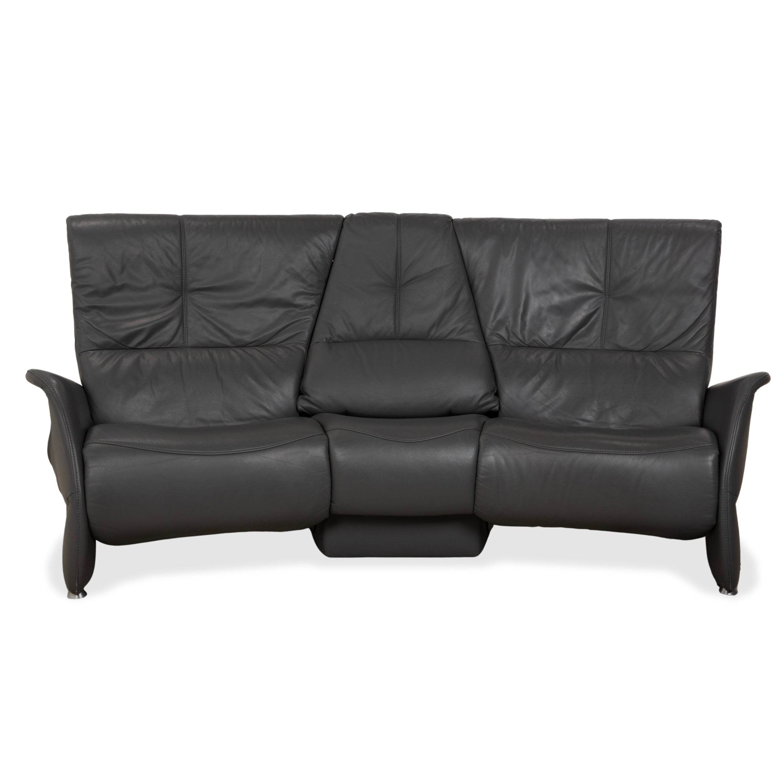 Himolla Trapez Leder Dreisitzer Grau elektrische Funktion Sofa Couch