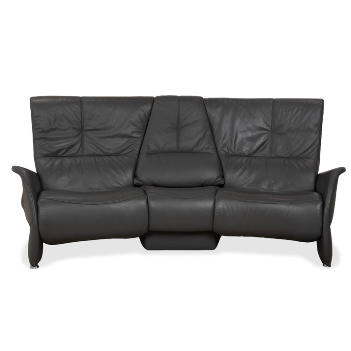 Canapé électrique trois places Himolla Trapez en cuir gris