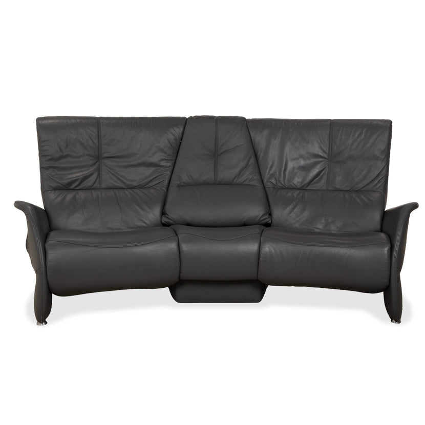 Himolla Trapez Leder Dreisitzer Grau elektrische Funktion Sofa Couch