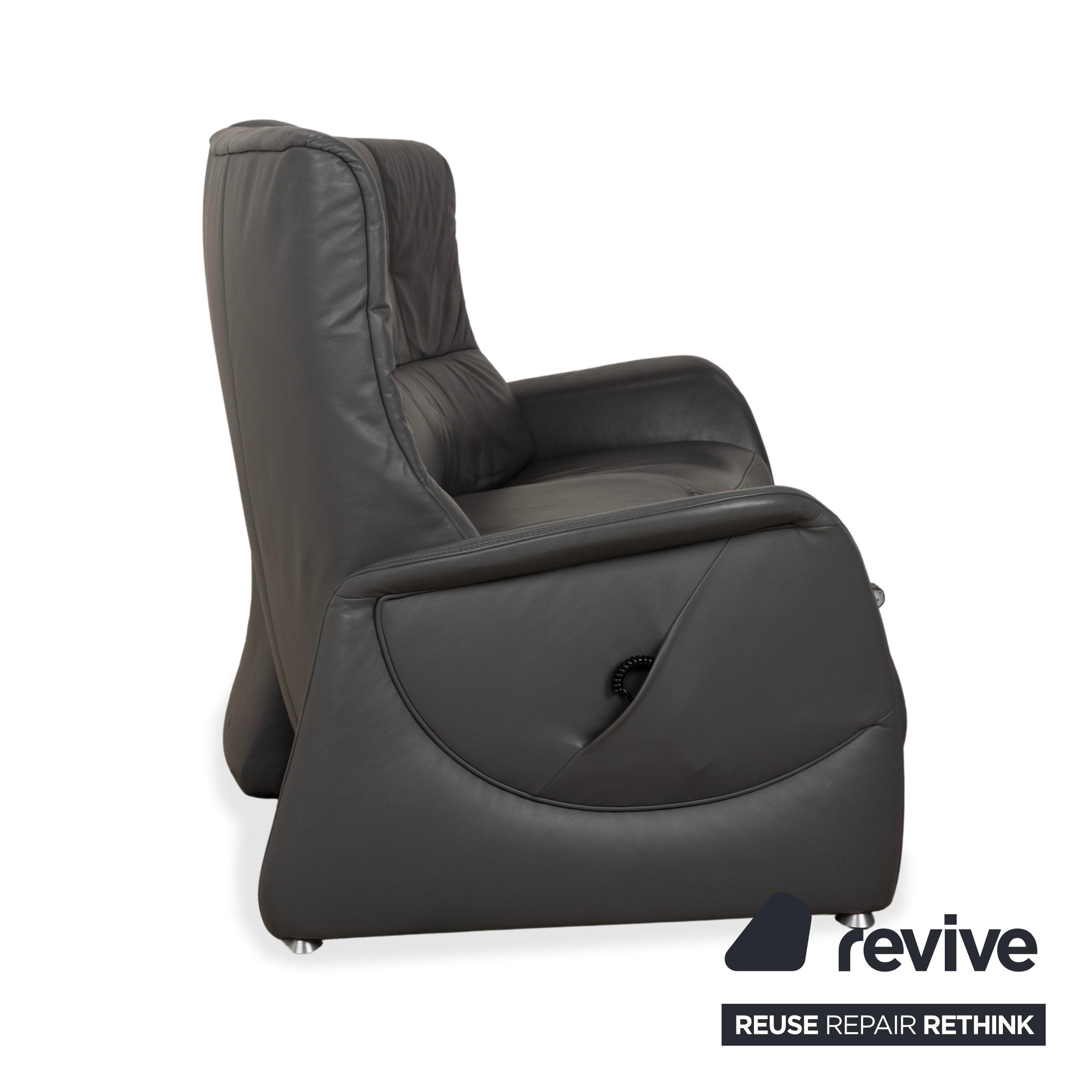 Himolla Trapez Leder Dreisitzer Grau elektrische Funktion Sofa Couch