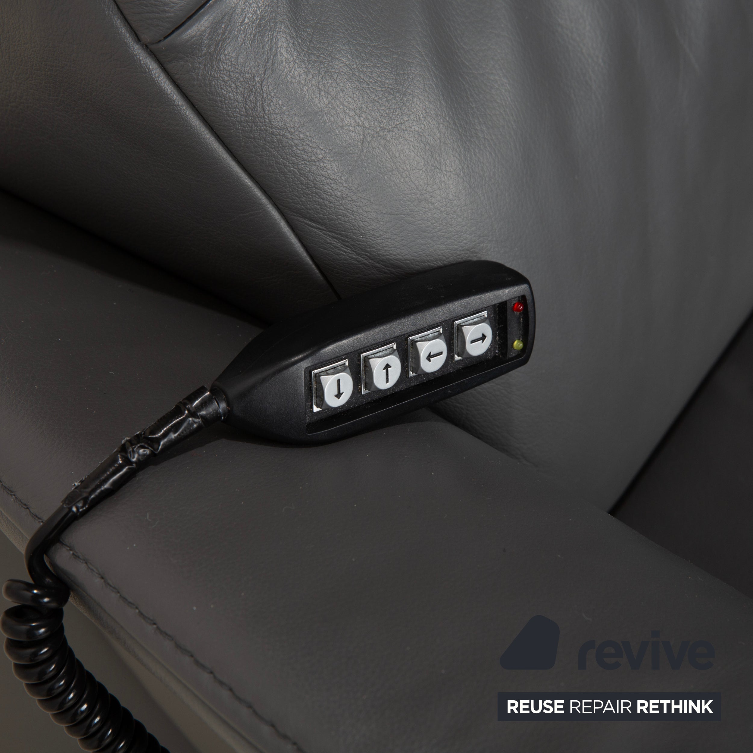 Himolla Trapez Leder Dreisitzer Grau elektrische Funktion Sofa Couch