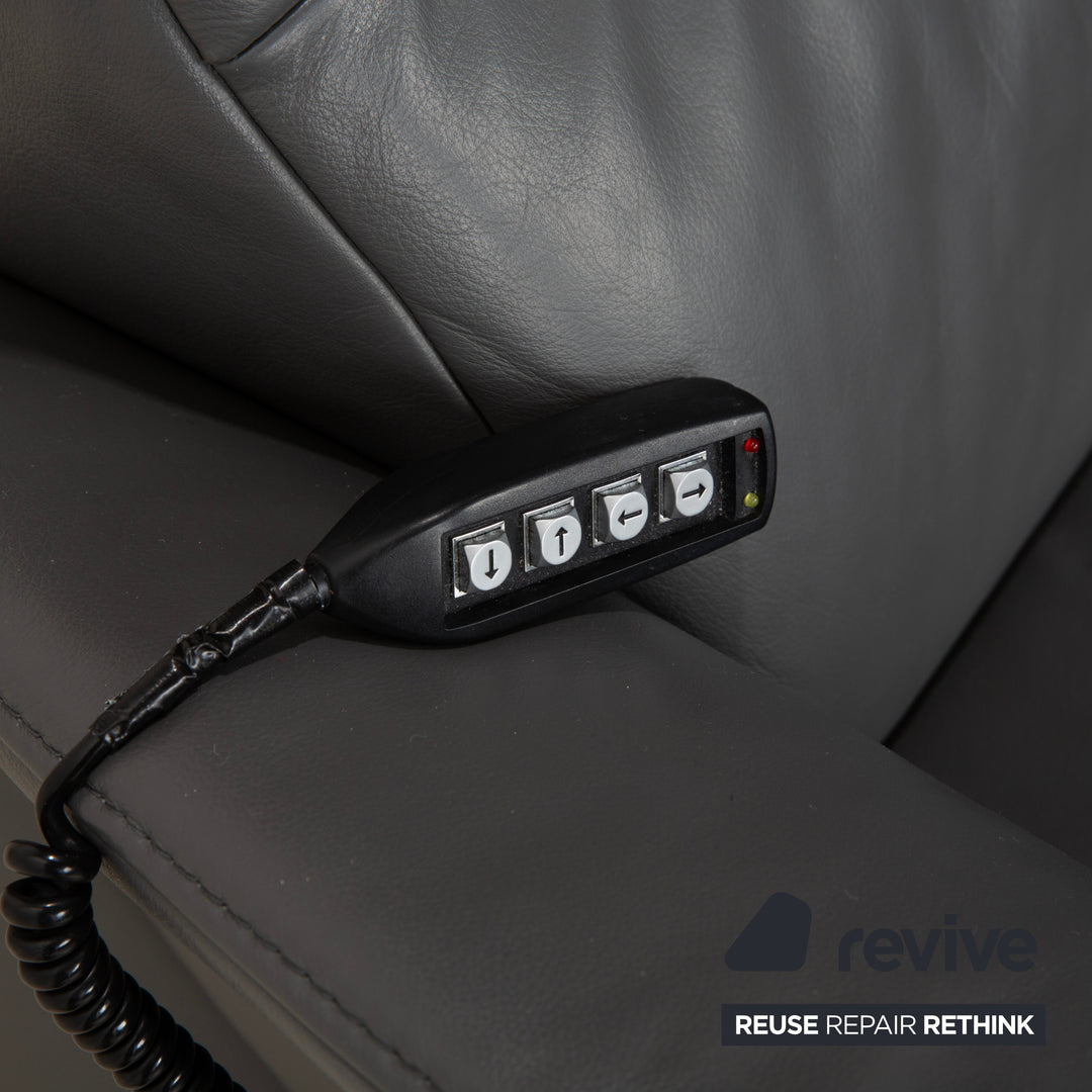 Canapé électrique trois places Himolla Trapez en cuir gris