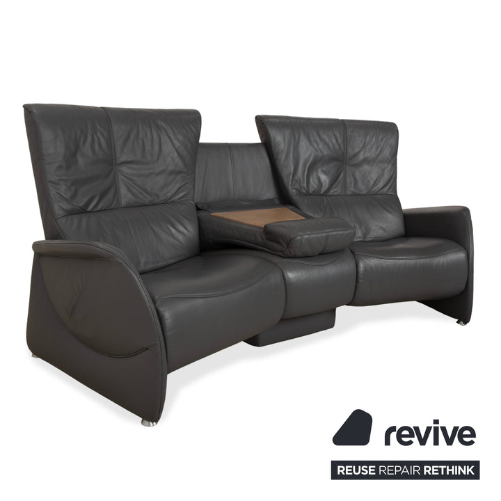 Canapé électrique trois places Himolla Trapez en cuir gris