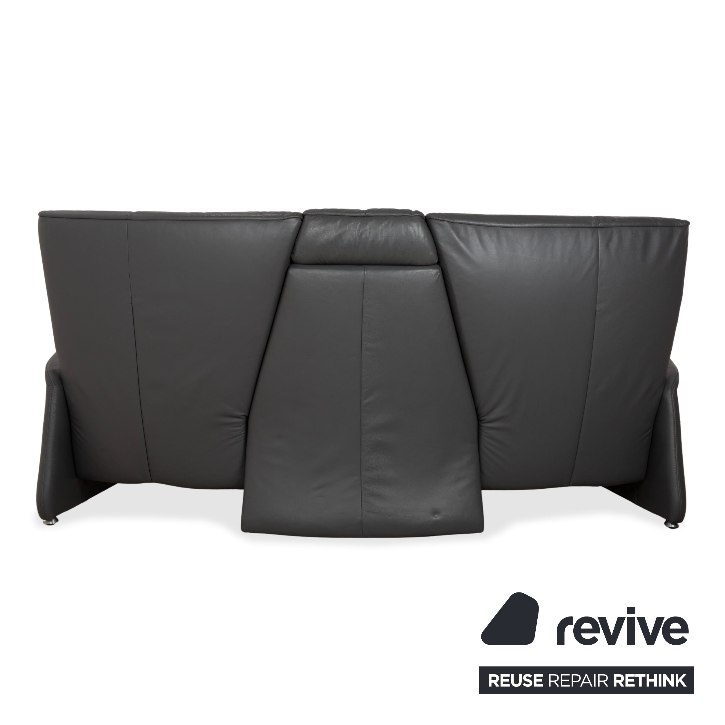 Himolla Trapez Leder Dreisitzer Grau elektrische Funktion Sofa Couch