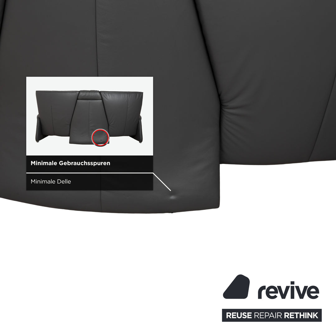 Canapé électrique trois places Himolla Trapez en cuir gris