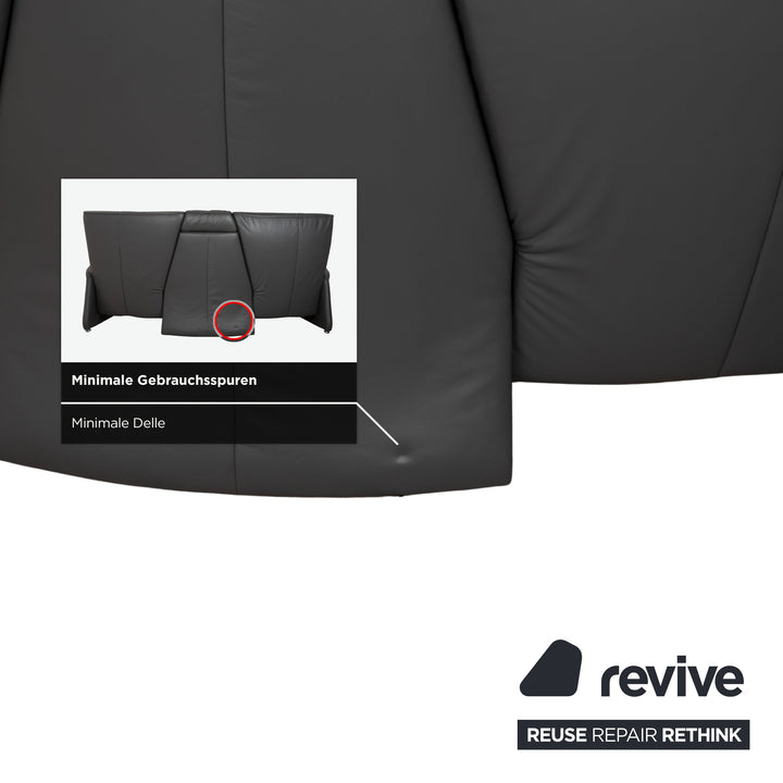 Canapé électrique trois places Himolla Trapez en cuir gris