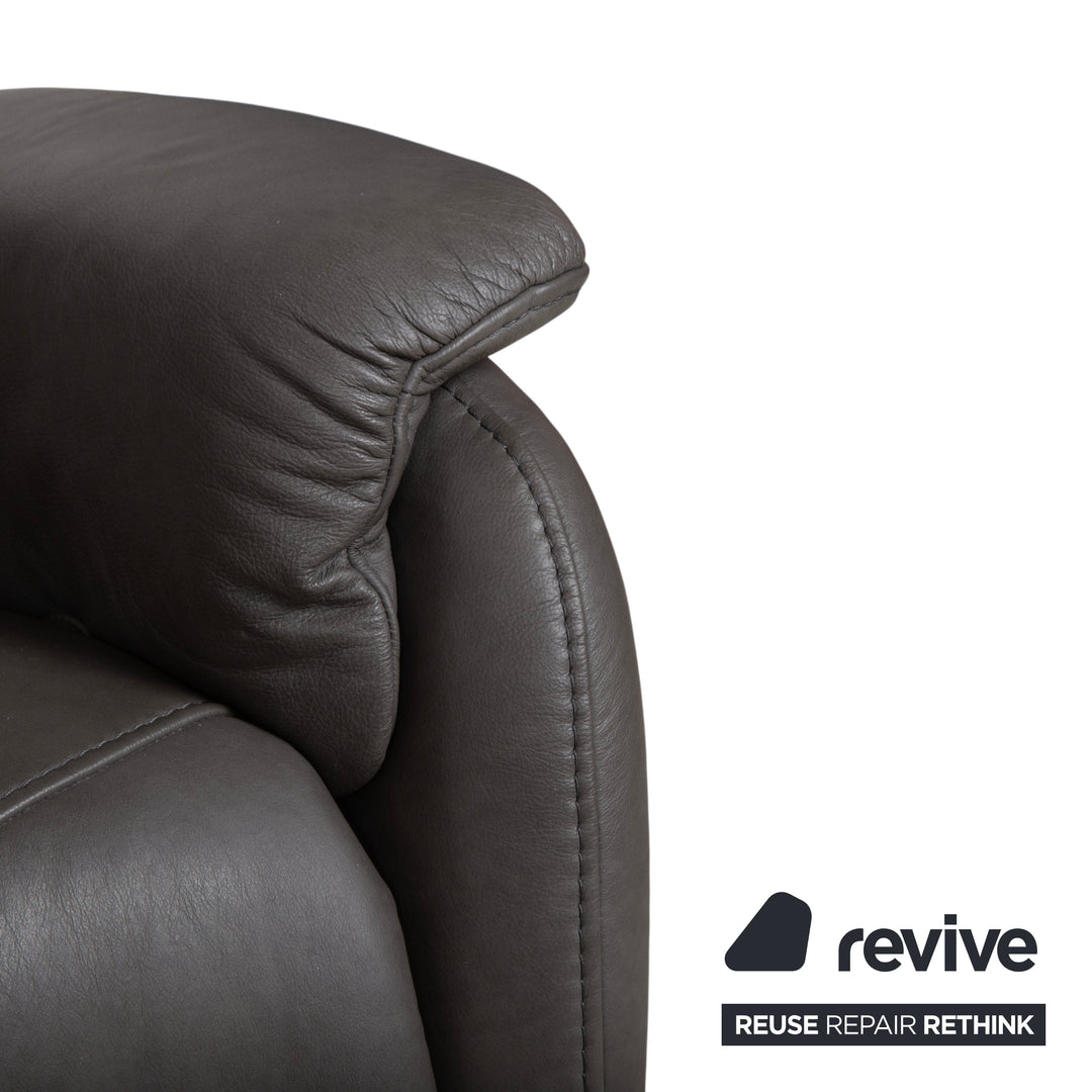 Himolla Trapez Leder Dreisitzer Grau Anthrazit manuelle Funktion Sofa Couch